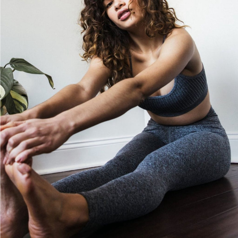 Spiritual Gangster Lola Melange seamless 7/8 leggings black gray women's XS NWT